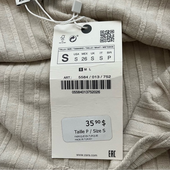 Zara  Ribbed Sleeveless Dress Women Small - Picture 9 of 11